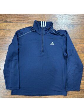 Adidas Navy Blue 1/4 Zip Pullover Sweatshirt Zipper Pocket Mens Large Activewear